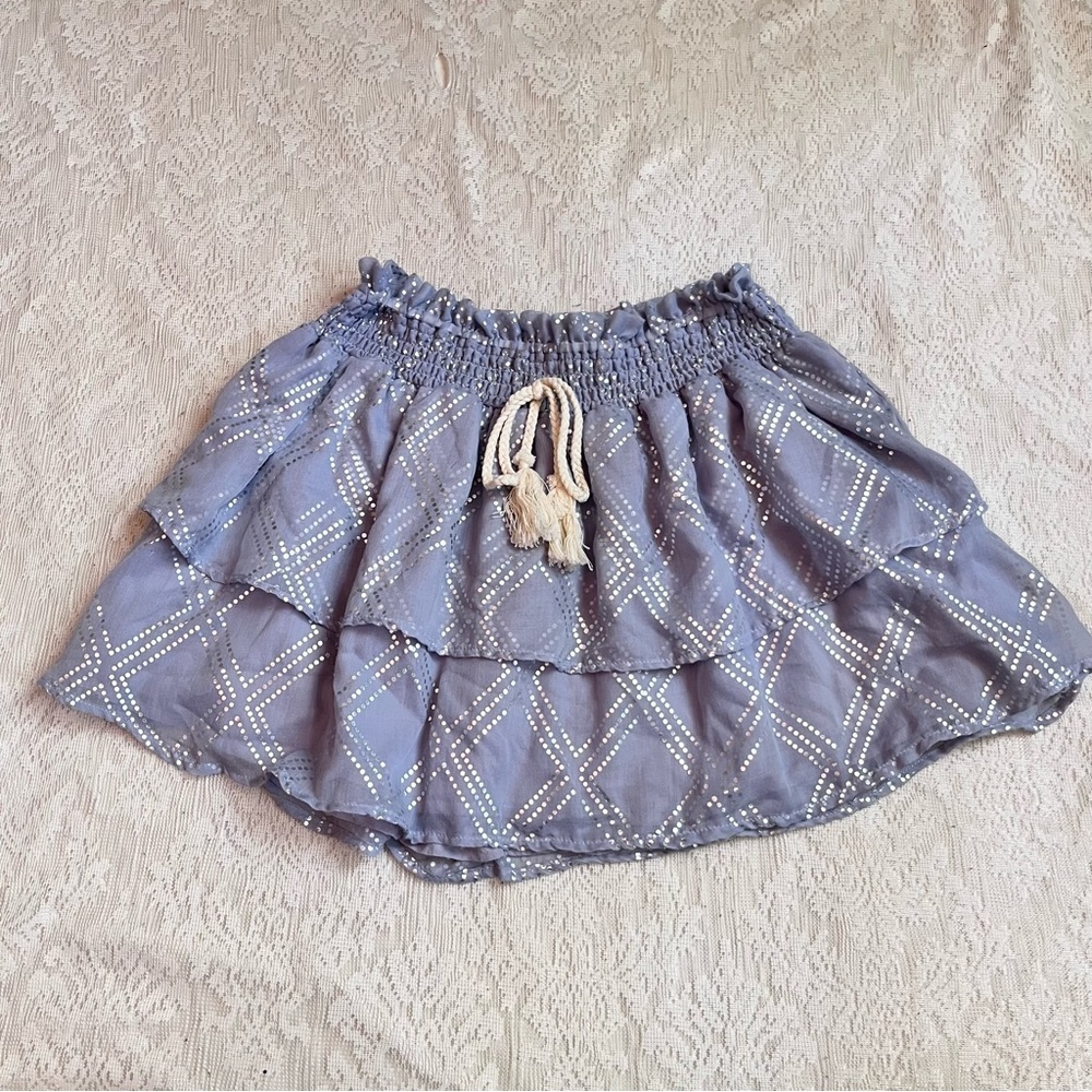 Surf Gypsy tiered metallic ruffle  skirt